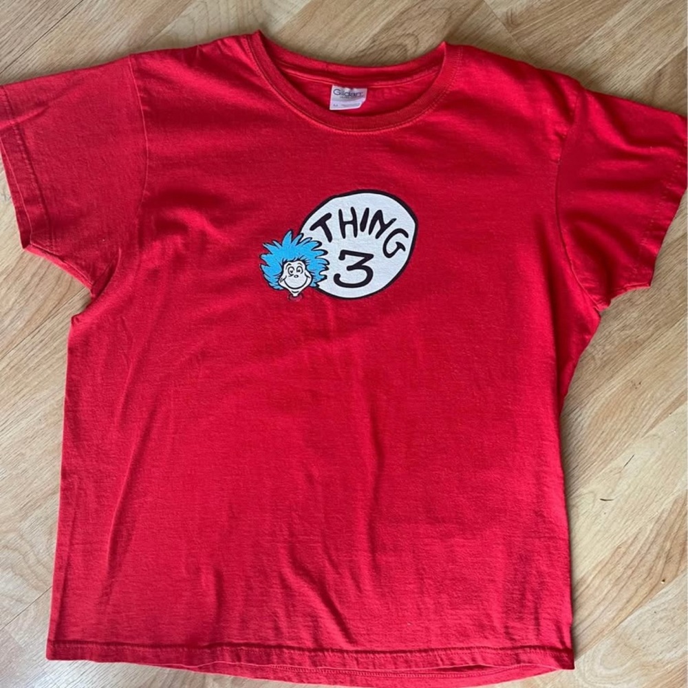 “Thing 3” Dr. Suess Red T-Shirt Unisex Size Adult Medium, Dr. Suess